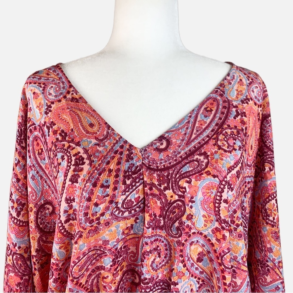 NEW Umgee Paisley Print Med Balloon Sleeves V-Neck Flowy Statement Sleeves - Picture 8 of 13